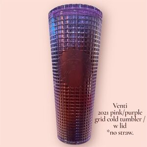 Venti Starbucks Purple/Pink Grid Cold Cup Tumbler